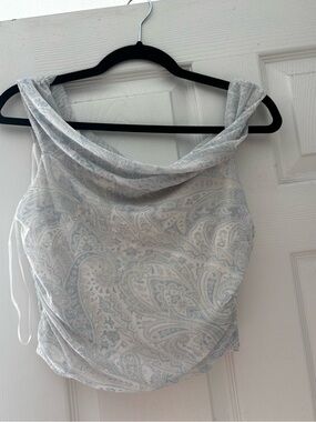 Women’s Light Blue Paisley Cowl Neck Tank Top